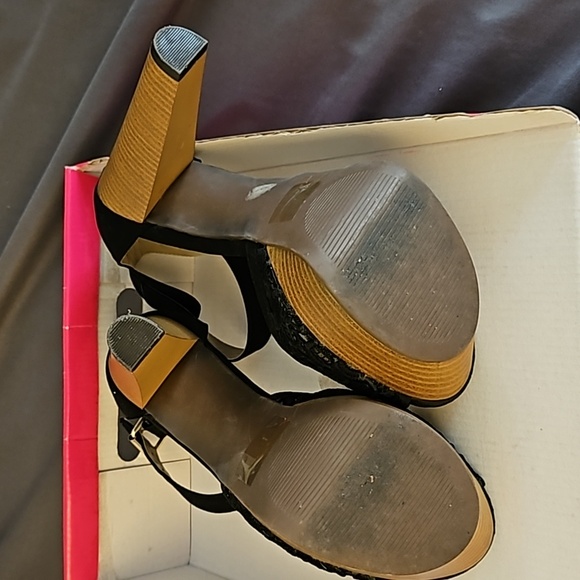 Dream Pairs Silvia High Heel Platform Womens 8 Open Toe Ankle Strap Black - Picture 5 of 10